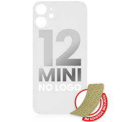 Back Glass With 3M Adhesive Compatible For iPhone 12 Mini (No Logo / Large Camera Hole) (White)