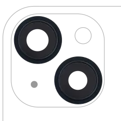 Back Camera Lens With Bracket  & Bezel Compatible For iPhone 13 / 13 Mini  ( 2 Piece) (Real Sapphire / Premium) (Midnight)