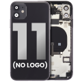Back Housing W/ Small Components Pre-Installed Compatible For iPhone 11 (No Logo) (Aftermarket Plus) (Black)