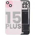 Back Glass With Steel Plate With Wireless NFC Charging MagSafe Magnet & Flashlight Flex Compatible For iPhone 15 Plus (Used OEM Pull: Grade A) (Pink)